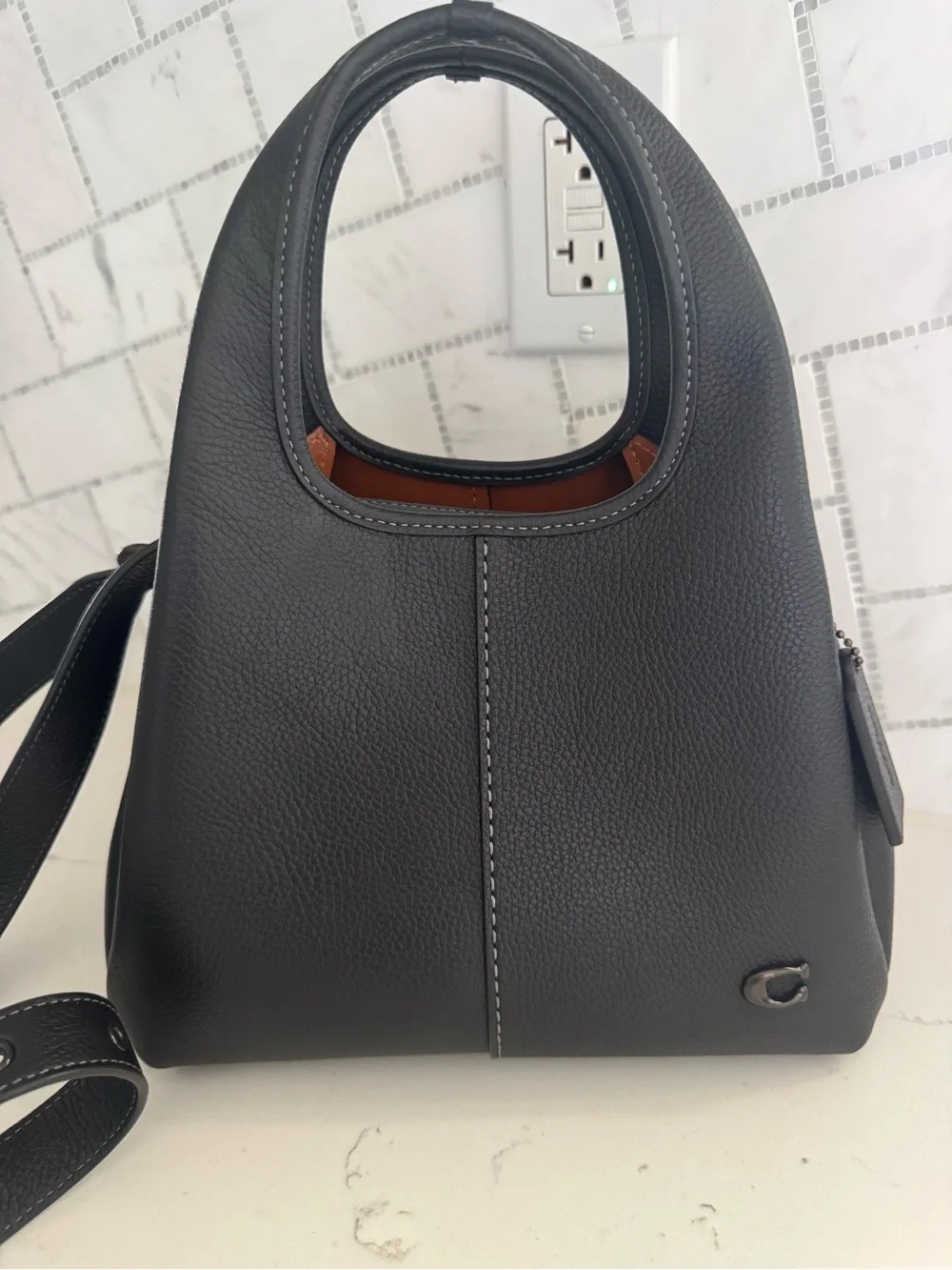 Coach Lana 23 Black on black Pebbled Leather Bag - Picture 1 of 12